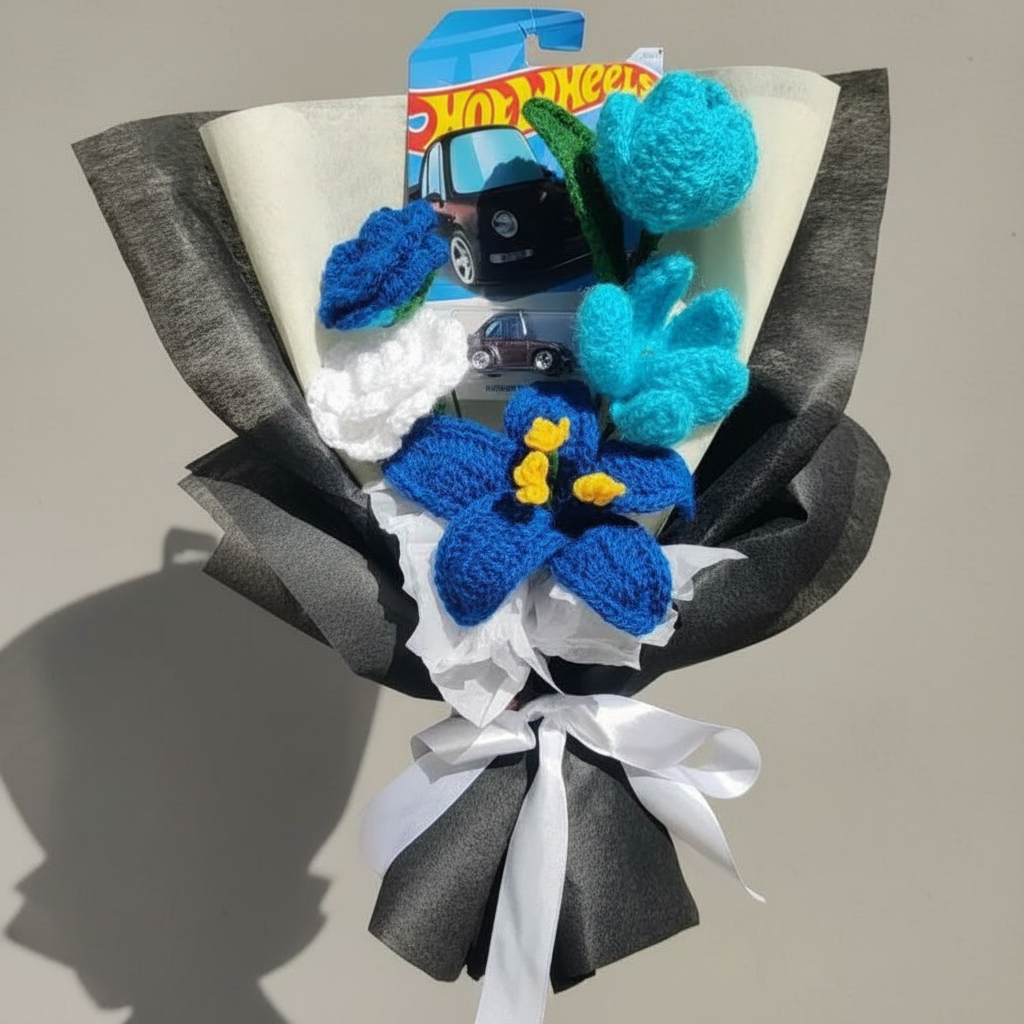 Crochet Bouquet with Hot Wheels Car