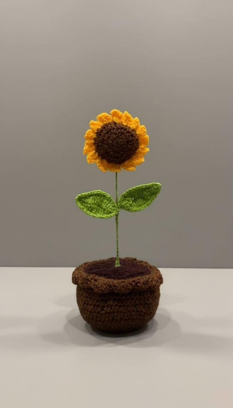 Crochet Sunflower in Pot