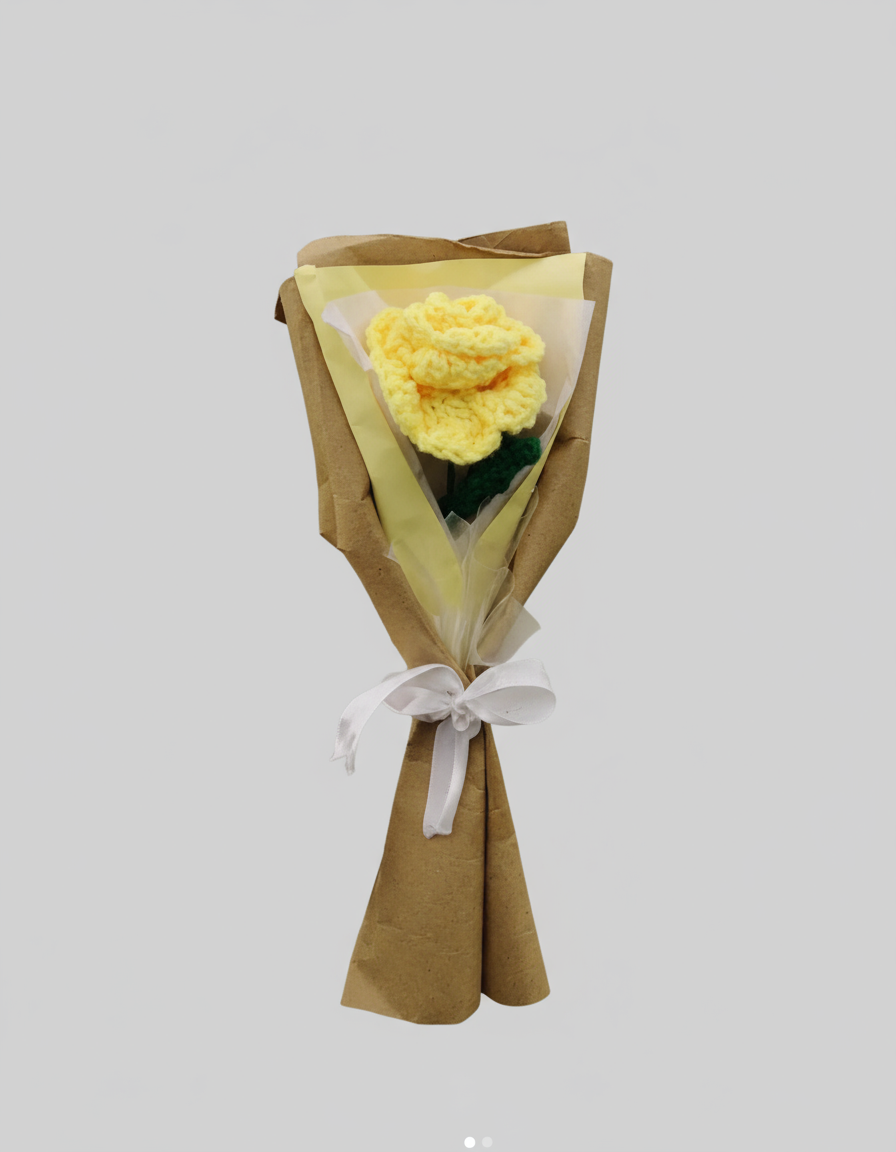 Crochet Yellow Rose Flower